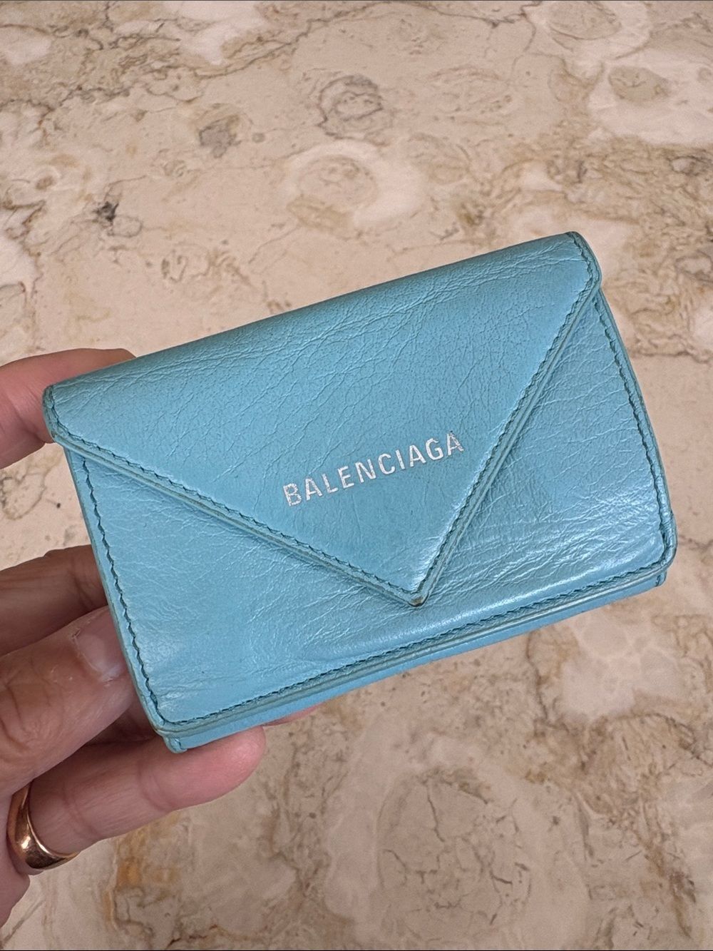 Balenciaga Papier Mini Tri-Fold Wallet Red Leather